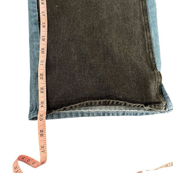 Veda New Eclipse Colorblock High Rise Wide Leg Two Tone Jeans Black Blue 10 - Picture 8 of 9